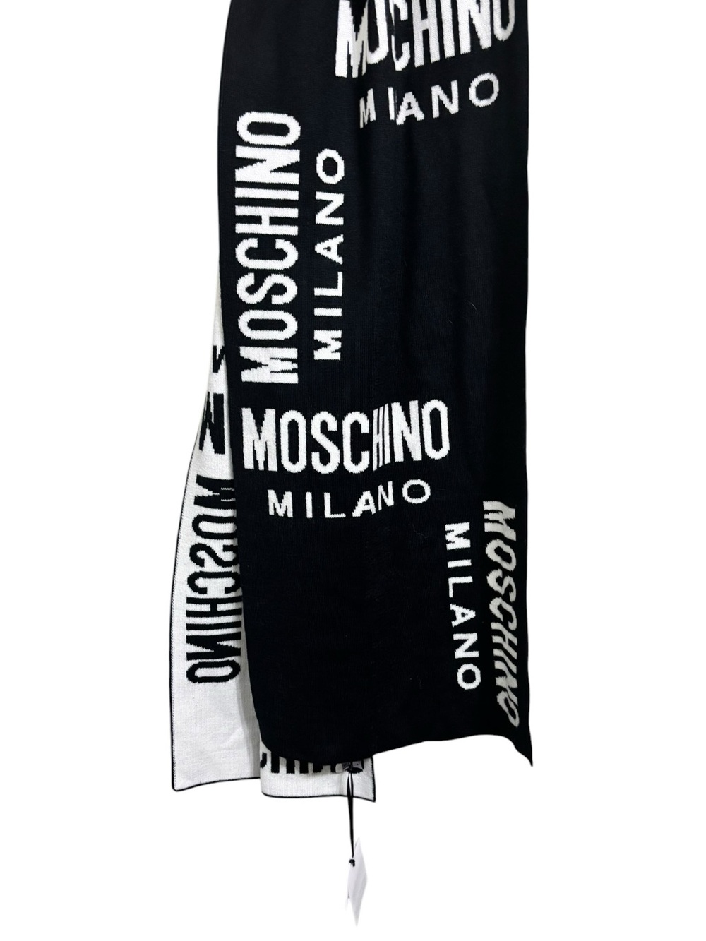 New Moschino Scarf Inlayed "Moschino Milano" logo repeated across the fabric